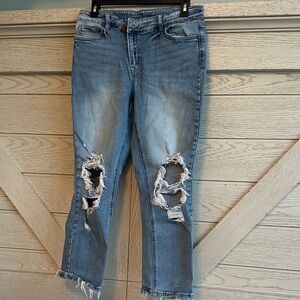Altar'd State Light Blue Distressed Cropped Jeans